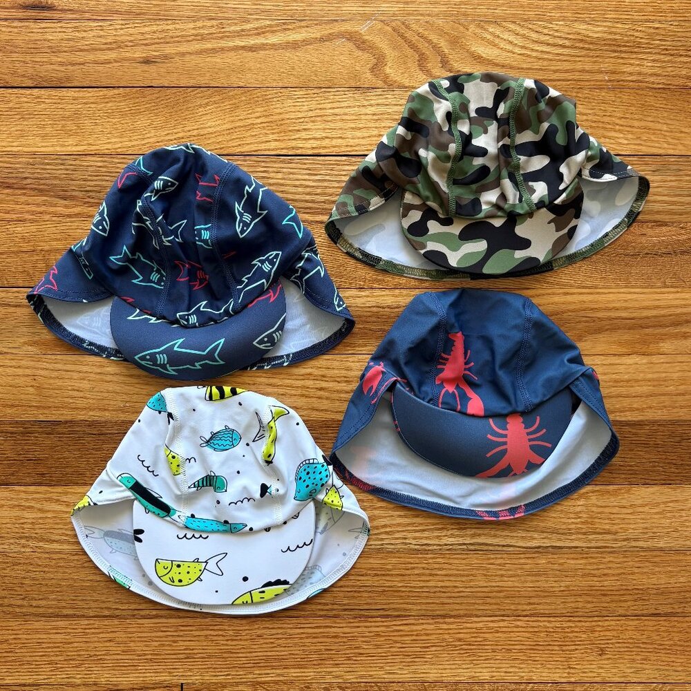 Bundle of 4 Swimlids Sun Hats with Neck Protection- Infant Size OSFM